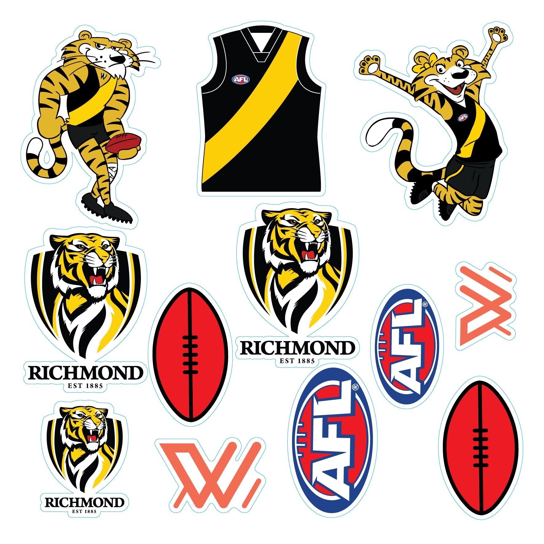 (20-PACK) AFL Licensed Individual Team Sticker Sheets - Choose Your Team!