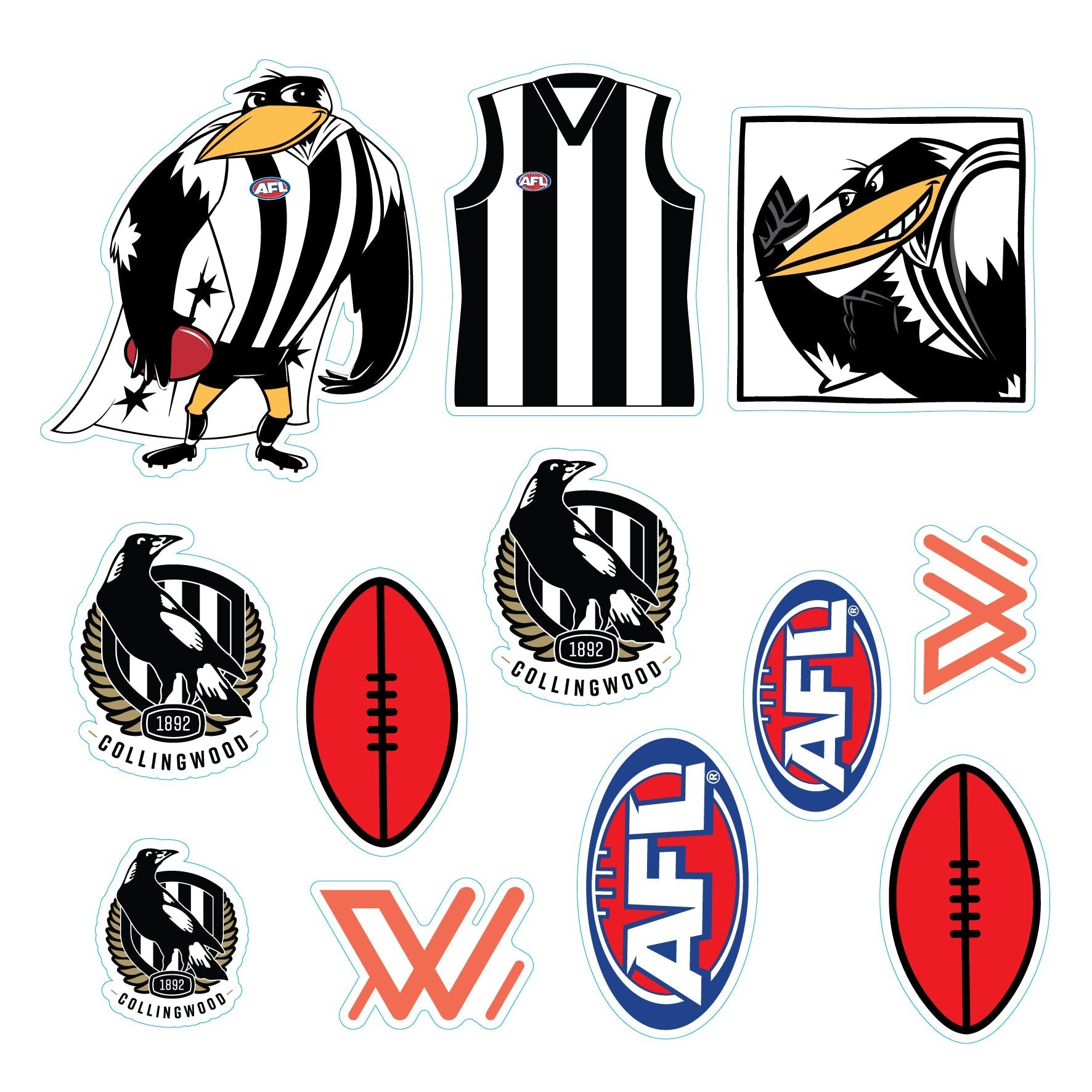 (20-PACK) AFL Licensed Individual Team Sticker Sheets - Choose Your Team!