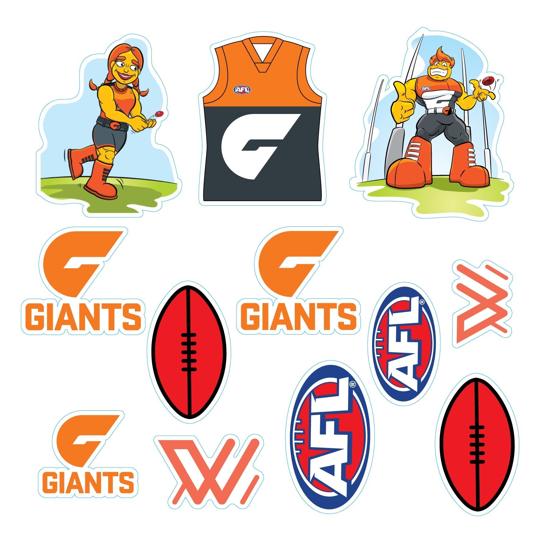 (20-PACK) AFL Licensed Individual Team Sticker Sheets - Choose Your Team!