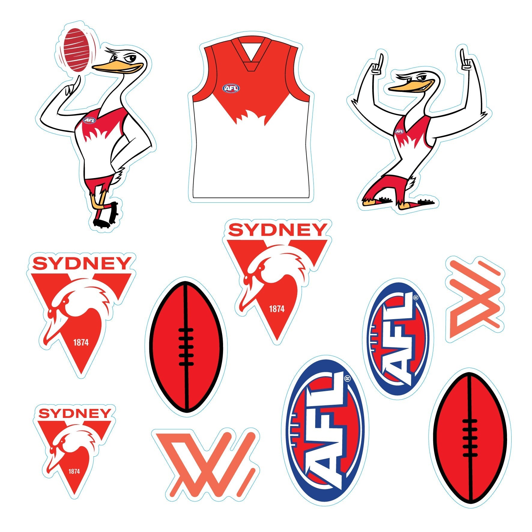 (20-PACK) AFL Licensed Individual Team Sticker Sheets - Choose Your Team!