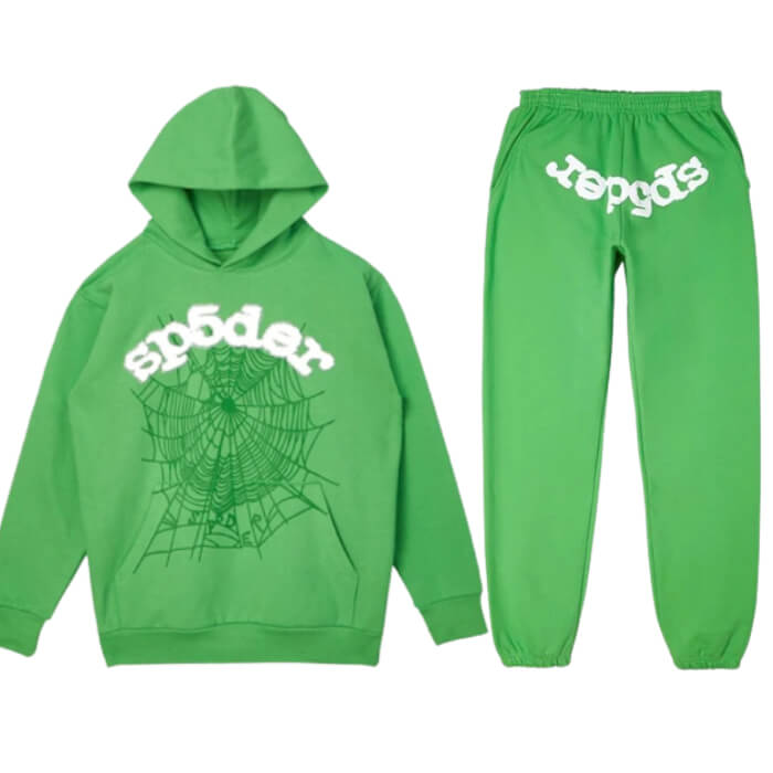 Sp5der Tracksuit White Green-Printed