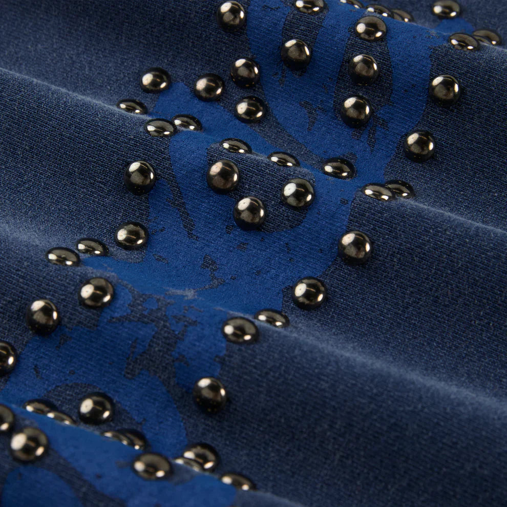 Sp5der Blue Studded Punk Hoodie