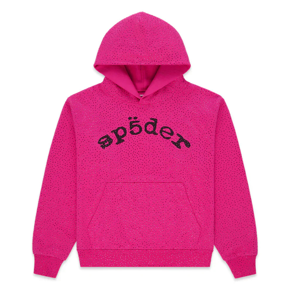 Sp5der Pink VVS Rhinestone Hoodie
